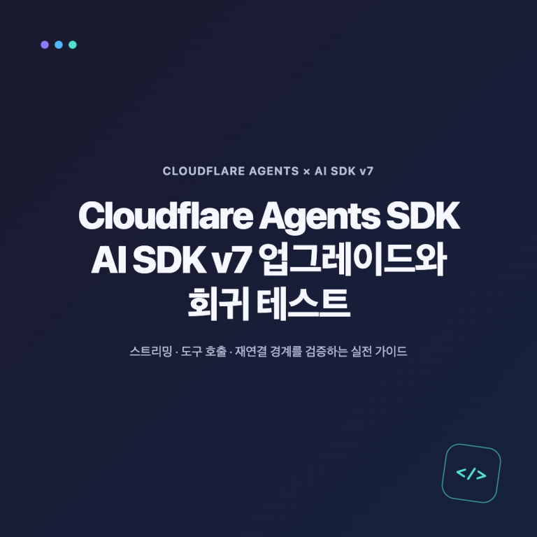 Cloudflare Agents SDK의 AI SDK v7 업그레이드와 회귀 테스트 개요